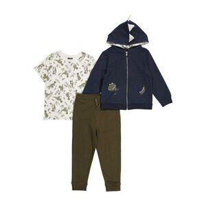 FIERCE FRANK Toddler Boys 3pc Dino Hoodie & Pants Set Navy Multi Size 2T